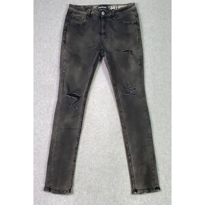 Serenede Shadow Jeans Mens Size 34x32 Black Slim Stretch Fitted Denim Distressed